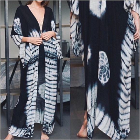Boho Tie Dye Kimono Wrap Coverup O/S - Picture 2 of 4